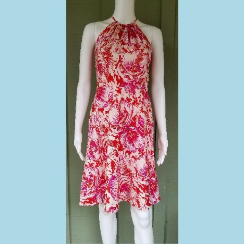 New ANN TAYLOR Red Cotton Floral Sun Dress 2P - Picture 1 of 4